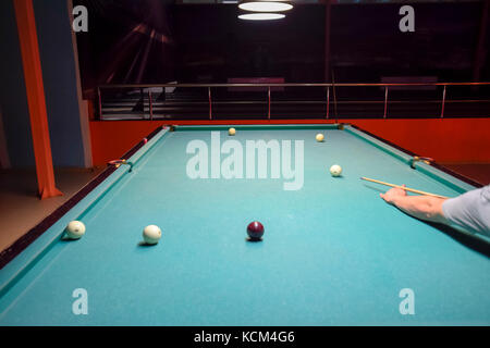 Russian billiards. Playing billiards in a nightclub Stock Photo