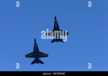 Blue Angels take flight over San Francisco Stock Photo