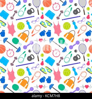 pattern with fitness equipment Stock Vector