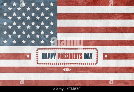 Grunge Presidents Day Background With American Flag Stock Vector