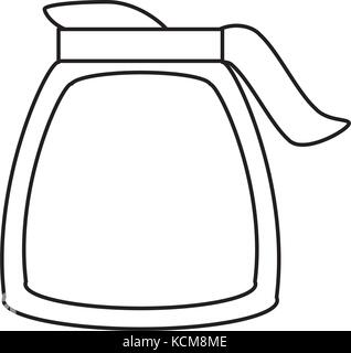 flat line uncolored  coffee jar   over white  background  vector illustration Stock Vector