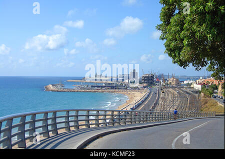 Tarragona coast, harbour and railway network, Catalonia Spain Stock Photo