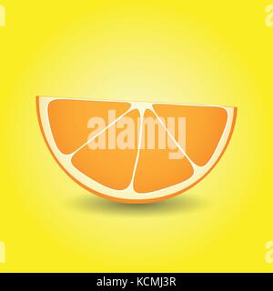 Slices of orange on a yellow background - vector Stock Vector