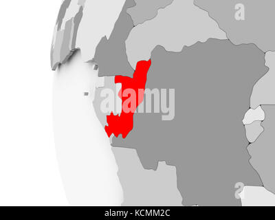 Congo highlighted on grey 3D model of political globe with transparent ...