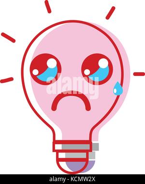 kawaii cute crying bulb idea Stock Vector