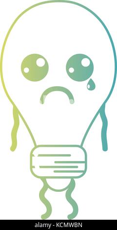 line kawaii cute crying bulb energy Stock Vector