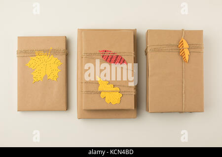 autumn gift boxes Stock Photo