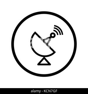Vector of Satlelite icon in Circle line, iconic symbol inside a circle, on white background.  Vector Iconic Design. Stock Vector
