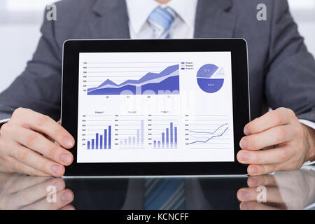 Close-up Of Businessperson Showing Graph On Digital Tablet Stock Photo