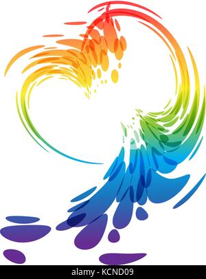 Splash multicolored heart on white background Stock Vector