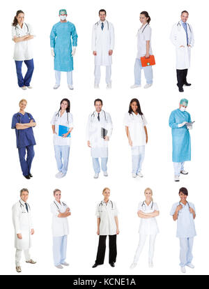 Medical workers, doctors, nurses. Isolated on white Stock Photo