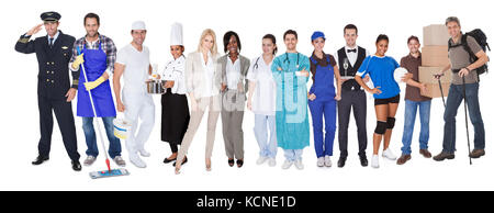 Large group of people representing diverse professions including Stock Photo