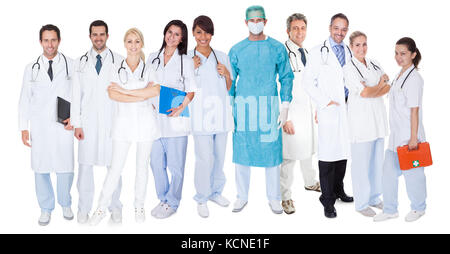 Large group of doctors and nurses. Isolated on white Stock Photo