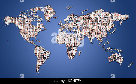 Large set of various business images on world map Stock Photo