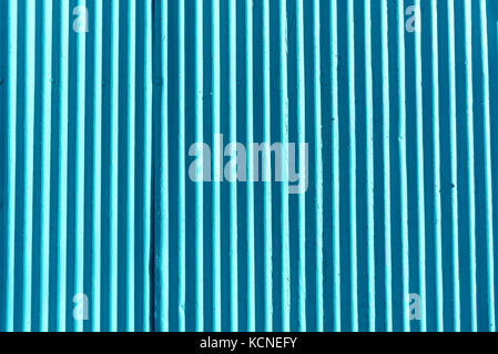 Blue corrugated metal sheet background Stock Photo