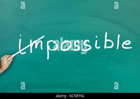 Everything is possible concept on green blackboard Stock Photo