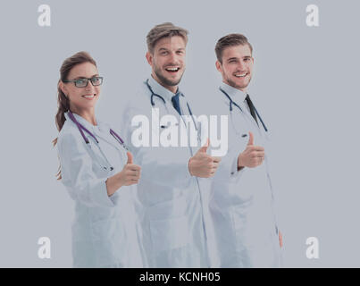 Portrait of group of smiling hospital colleagues standing together Stock Photo