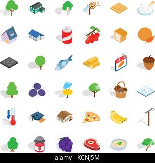 Garden icons set, isometric style Stock Vector