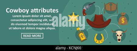Cowboy attributes banner horizontal concept Stock Vector