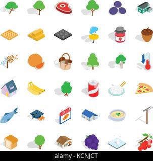 Basket icons set, isometric style Stock Vector