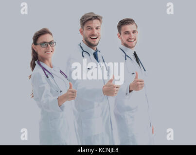 Portrait of group of smiling hospital colleagues standing together Stock Photo