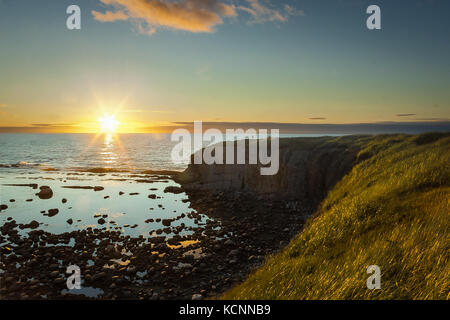 Sunset over the Gulf of St. Lawerence, Green Point, Gros Morne National Park, Newfoundland & Labrador Stock Photo