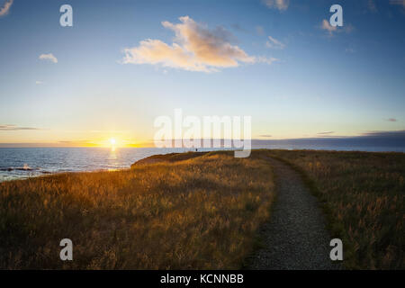 Sunset over the Gulf of St. Lawerence, Green Point, Gros Morne National Park, Newfoundland & Labrador Stock Photo