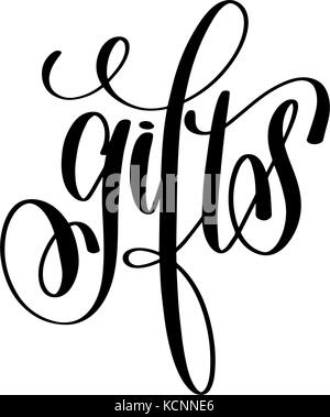 gifts hand lettering inscription, black ink calligraphy  Stock Vector