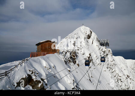 Rope-way to glacier Hintertux, Austria, fourth station Stock Photo