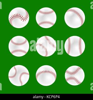 Set of Baseball Balls Stock Vector