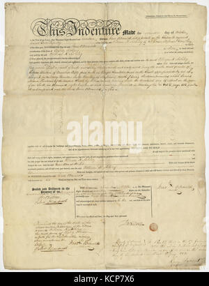 Deed of Isaac O'Donald (late a private in the 16th United States Infantry) to William H. Ashley, St. Louis, Missouri Territory, for 160 acres of Missouri military bounty land for $80, October 2, 1819 Stock Photo