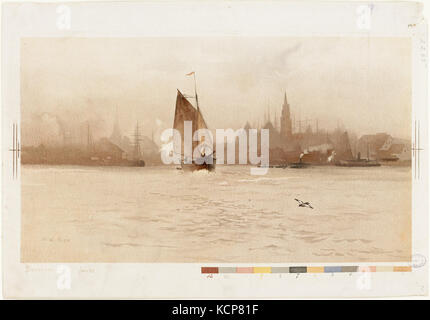Harbor Scene with City in Background by Boston Public Library Stock Photo