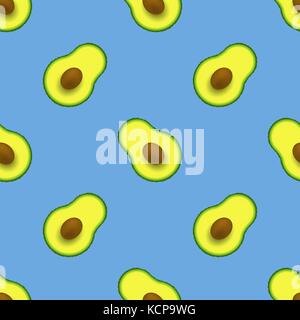 Cutted Ripe Avocado Seamless Pattern Stock Vector