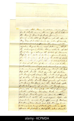 Deed signed H.H.M. Williams, Public Administrator of the Estate of Mason Frisell, Cape Girardeau County, September 1, 1866 Stock Photo