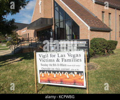 Washington, USA. 6th Oct, 2017. Vigil for Las Vegas Victims & Families Sunday October 8, 11:00AM Fifteenth Street Presbyterian Church, Washington DC Credit: Tim Brown/Alamy Live News Stock Photo