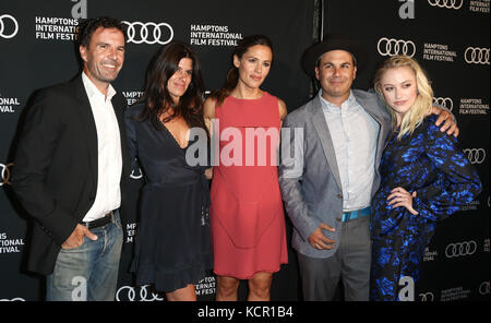 East Hampton, USA. 6th Oct, 2017. (L-R) Emmett Malloy, Robbie Brenner, Jennifer Garner, Brendan Malloy and Maika Monroe attend 'The Tribes of Palos Verdes' Screening at UA2 East Hampton Cinema 6 during the 25th Hamptons International Film Festival on October 6, 2017 in East Hampton, New York, USA. Credit: AKPhoto/Alamy Live News Stock Photo