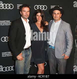 East Hampton, USA. 6th Oct, 2017. (L-R) Emmett Malloy, Robbie Brenner and Brendan Malloy attend 'The Tribes of Palos Verdes' Screening at UA2 East Hampton Cinema 6 during the 25th Hamptons International Film Festival on October 6, 2017 in East Hampton, New York, USA. Credit: AKPhoto/Alamy Live News Stock Photo