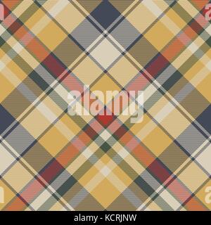 Yellow plaid check fabric texture seamless pattern. Vector illustration. Stock Vector