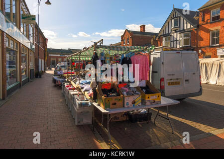 Market trader or stall holder at the traditional Friday Market at Long Sutton. Stock Photo