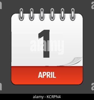 April 1 Calendar Daily Icon. Vector Illustration Emblem. Element of Design for Decoration Office Documents and Applications. Logo of Day, Date, Month and Holiday. Fool s Day Stock Vector