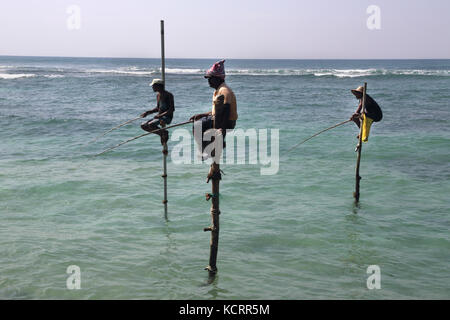 Midigama Southern Province Sri Lanka Stilt Fishermen Stock Photo