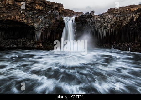 The Aldeyjarfoss waterfall in the north of Iceland at the northern part of the Sprengisandur Highland Road. Stock Photo