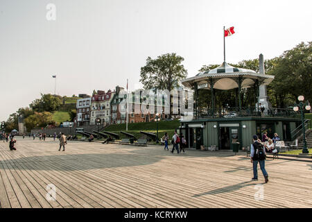 Quebec City Canada 13.09.2017 Tourists on Terrasse Dufferin in Old Town Located right above the St. Lawrence this historical area is UNESCO World Heri Stock Photo