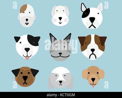 Dogs collection in flat style. Set of dog breeds isolated on white ...
