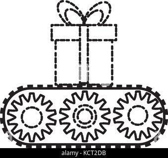 Gift Box in conveyor Stock Vector