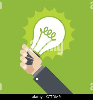 Innovation - shining lamp in hand Stock Vector