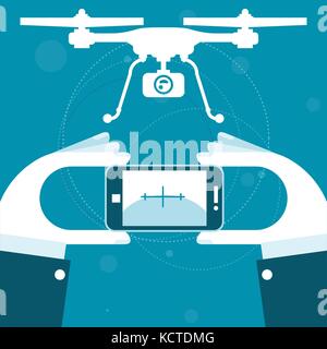 Quadrocopter remote control from smartphone Stock Vector