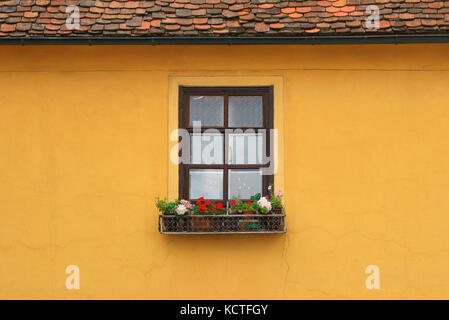 Rustic old window, Zagreb Upper town, Croatia Stock Photo