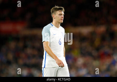 England's Dael Fry during the 2019 UEFA Euro U21 Qualifying, Group 4 match at the Riverside Stadium, Middlesbrough. PRESS ASSOCIATION Photo. Picture date: Friday October 6, 2017. See PA story SOCCER England Under 21. Photo credit should read: Martin Rickett/PA Wire. RESTRICTIONS: Use subject to FA restrictions. Editorial use only. Commercial use only with prior written consent of the FA. No editing except cropping. Stock Photo