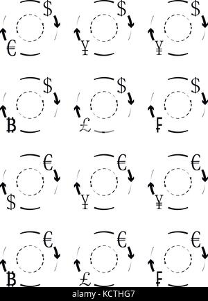 Currency exchange and conversion icons of set. Vector of exchange icon, symbol money exchange, change and barter, give and take illustration Stock Vector